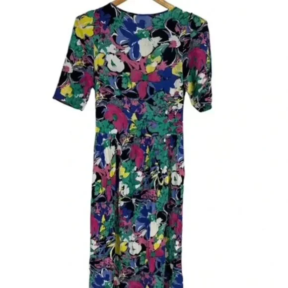 Vintage Women’s Floral Dress Size 12 Artsy Flower Colorful Hippie 80's - Picture 2 of 10